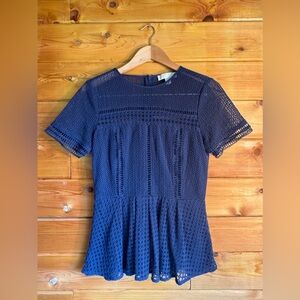 Michael Kors - fitted top, zips in the back, sheer neck and arms.